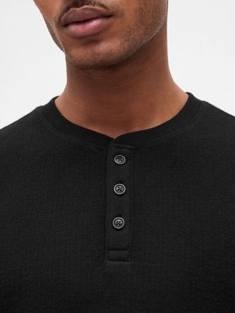 Camisa de pijama Henley de canalé