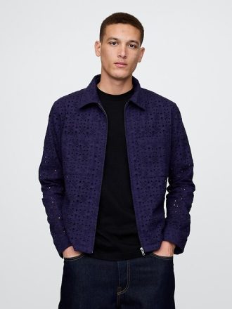 Camisa de popelina con bolsillo y cremallera completa con ojales