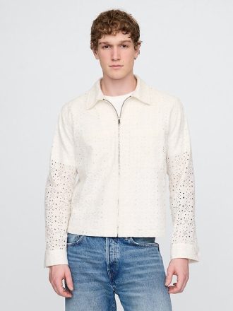 Camisa de popelina con bolsillo y cremallera completa con ojales