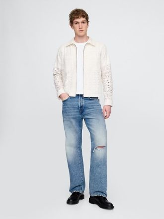 Camisa de popelina con bolsillo y cremallera completa con ojales