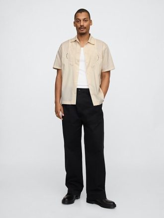 Camisa de popelina con ojales
