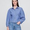 Camisa de popelina de algodón orgánico con mangas abullonadas Camisa de popelina de algodón orgánico con mangas abullonadas