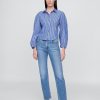 Camisa de popelina de algodón orgánico con mangas abullonadas Camisa de popelina de algodón orgánico con mangas abullonadas