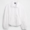 Camisa de popelina de algodón orgánico con mangas abullonadas Camisa de popelina de algodón orgánico con mangas abullonadas