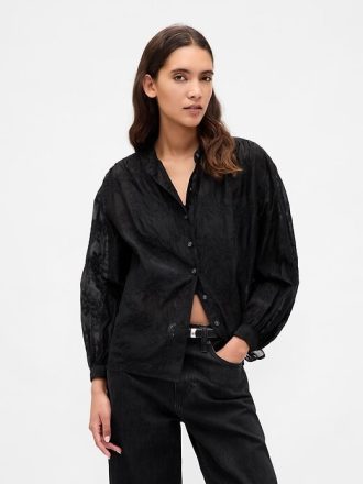 Camisa floral de gasa transparente