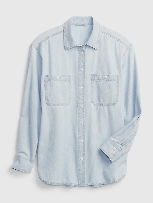 Camisa grande de mezclilla Chambray Camisa grande de mezclilla Chambray