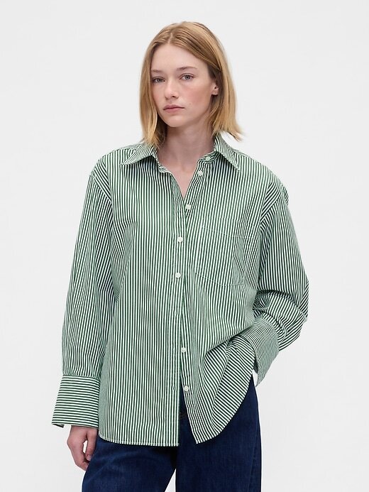 Camisa grande de popelina de algodón orgánico Camisa grande de popelina de algodón orgánico
