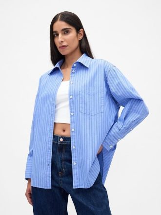 Camisa grande de popelina de algodón orgánico Camisa grande de popelina de algodón orgánico