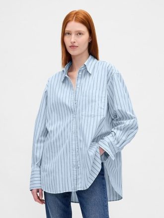 Camisa grande de popelina de algodón orgánico Camisa grande de popelina de algodón orgánico