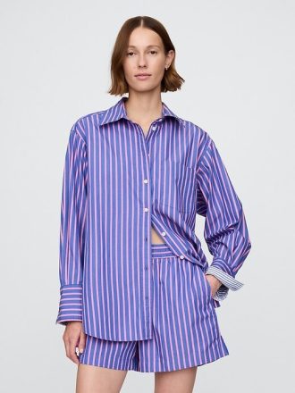 Camisa grande de popelina de algodón orgánico