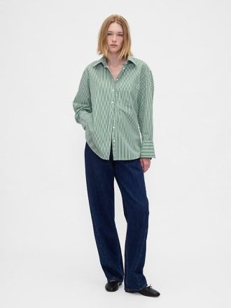 Camisa grande de popelina de algodón orgánico Camisa grande de popelina de algodón orgánico