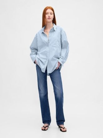 Camisa grande de popelina de algodón orgánico Camisa grande de popelina de algodón orgánico