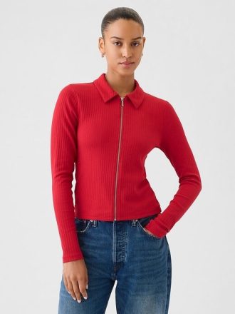 Camisa moderna con cremallera y canalé