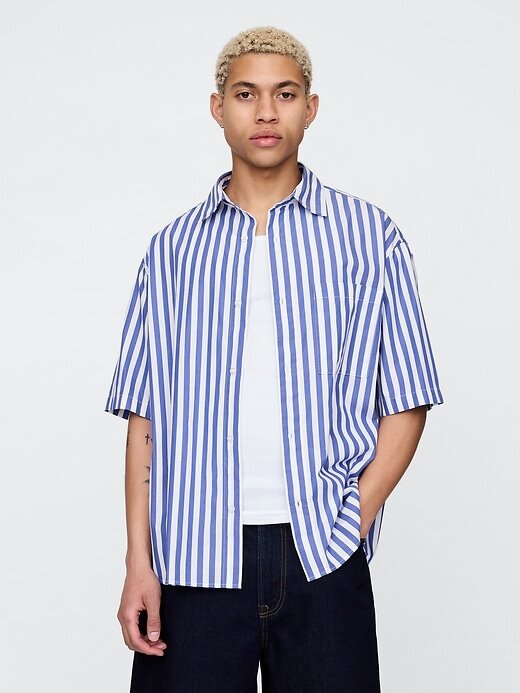 Camisa oversize de popelina de algodón orgánico Camisa oversize de popelina de algodón orgánico