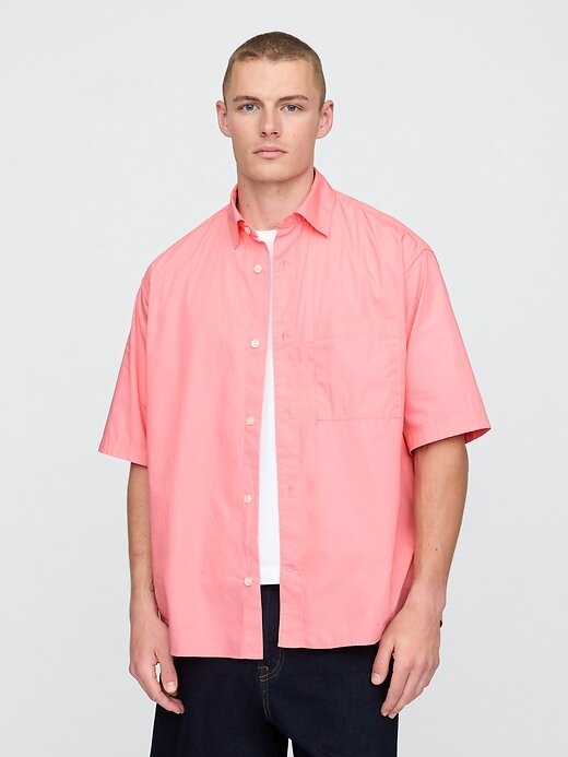 Camisa oversize de popelina de algodón orgánico Camisa oversize de popelina de algodón orgánico