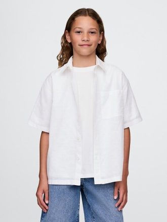 Camisa relajada de lino y algodón para niños