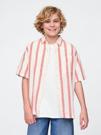 Camisa relajada de lino y algodón para niños