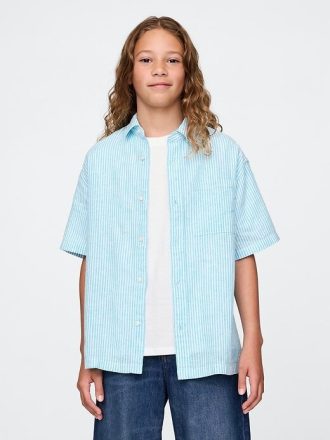 Camisa relajada de lino y algodón para niños