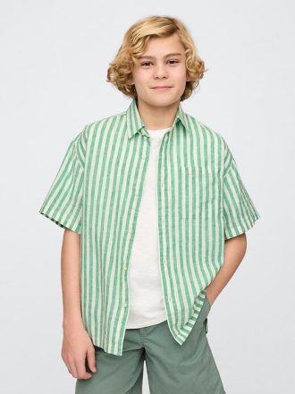 Camisa relajada de lino y algodón para niños Camisa relajada de lino y algodón para niños