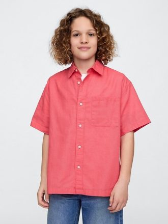 Camisa relajada de lino y algodón para niños