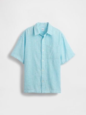 Camisa relajada de lino y algodón para niños