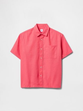 Camisa relajada de lino y algodón para niños