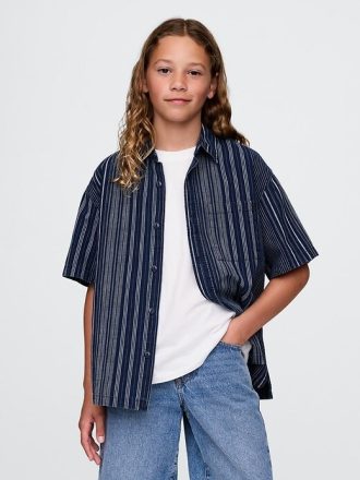 Camisa relajada de rayas índigo para niños