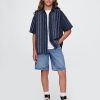 Camisa relajada de rayas índigo para niños Camisa relajada de rayas índigo para niños