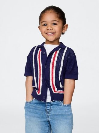 Camisa tipo suéter con rayas en los bordes para bebés y niños pequeños