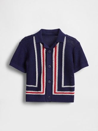 Camisa tipo suéter con rayas en los bordes para bebés y niños pequeños