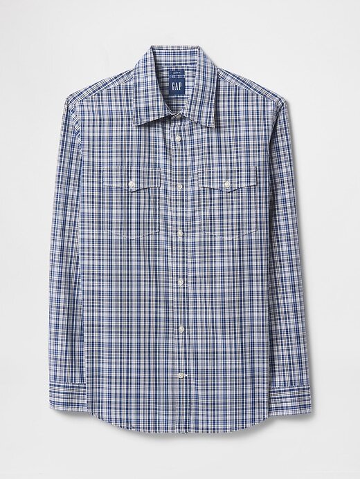 Camisa vaquera de popelina de algodón orgánico Camisa vaquera de popelina de algodón orgánico