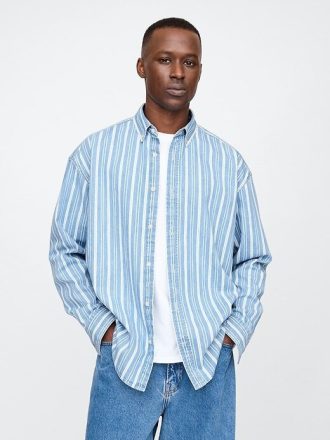 Camisa vaquera de rayas grandes para adultos