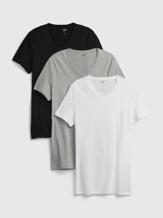 Camiseta clásica con cuello en V (paquete de 3)