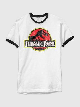 Camiseta con cuello redondo y gráfico del logotipo clásico de Jurassic Park