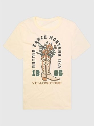 Camiseta con gráfico de botas vaqueras con flores de Yellowstone