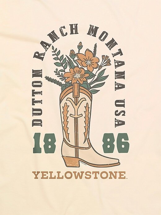 Camiseta con gráfico de botas vaqueras con flores de Yellowstone Camiseta con gráfico de botas vaqueras con flores de Yellowstone