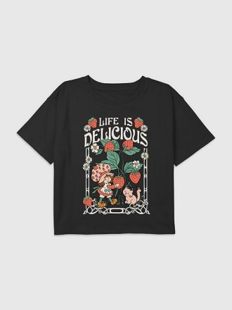 Camiseta corta con gráfico cuadrado “La vida es deliciosa” para niños