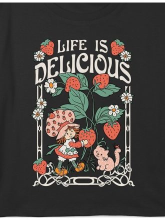Camiseta corta con gráfico cuadrado “La vida es deliciosa” para niños