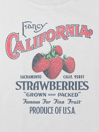 Camiseta corta cuadrada con gráfico de fresas de California para niños