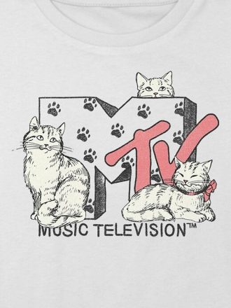Camiseta corta cuadrada con gráfico de gatos de MTV para niños