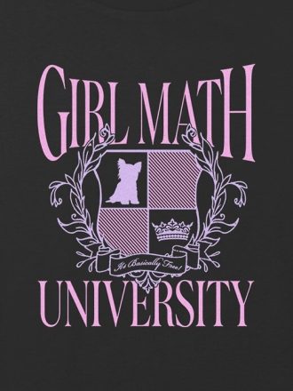 Camiseta corta cuadrada con gráfico de la Universidad de Matemáticas para niñas