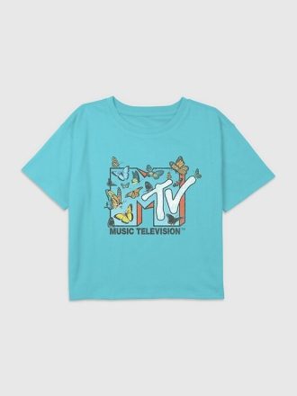 Camiseta corta cuadrada con gráfico de mariposas de MTV para niños