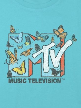 Camiseta corta cuadrada con gráfico de mariposas de MTV para niños
