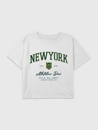 Camiseta corta cuadrada con gráfico de New York Athletics para niños