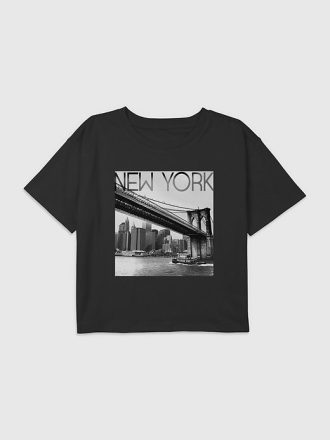 Camiseta corta cuadrada con gráfico del puente de Nueva York para niños