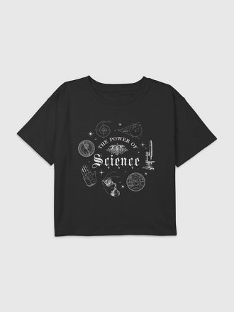 Camiseta corta cuadrada con gráfico “El poder de la ciencia” para niños