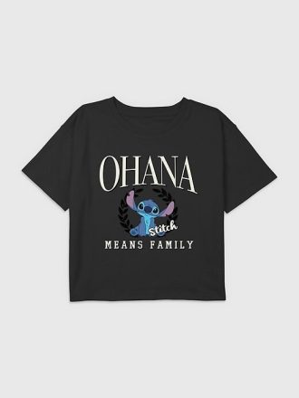 Camiseta corta cuadrada con gráfico Ohana Means Family de Lilo y Stitch para niños