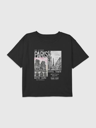 Camiseta corta cuadrada con gráficos de fotografía de París para niños