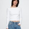 Camiseta corta de cuello barco con canalé grueso