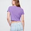 Camiseta corta de mezcla de lino con cuello en V